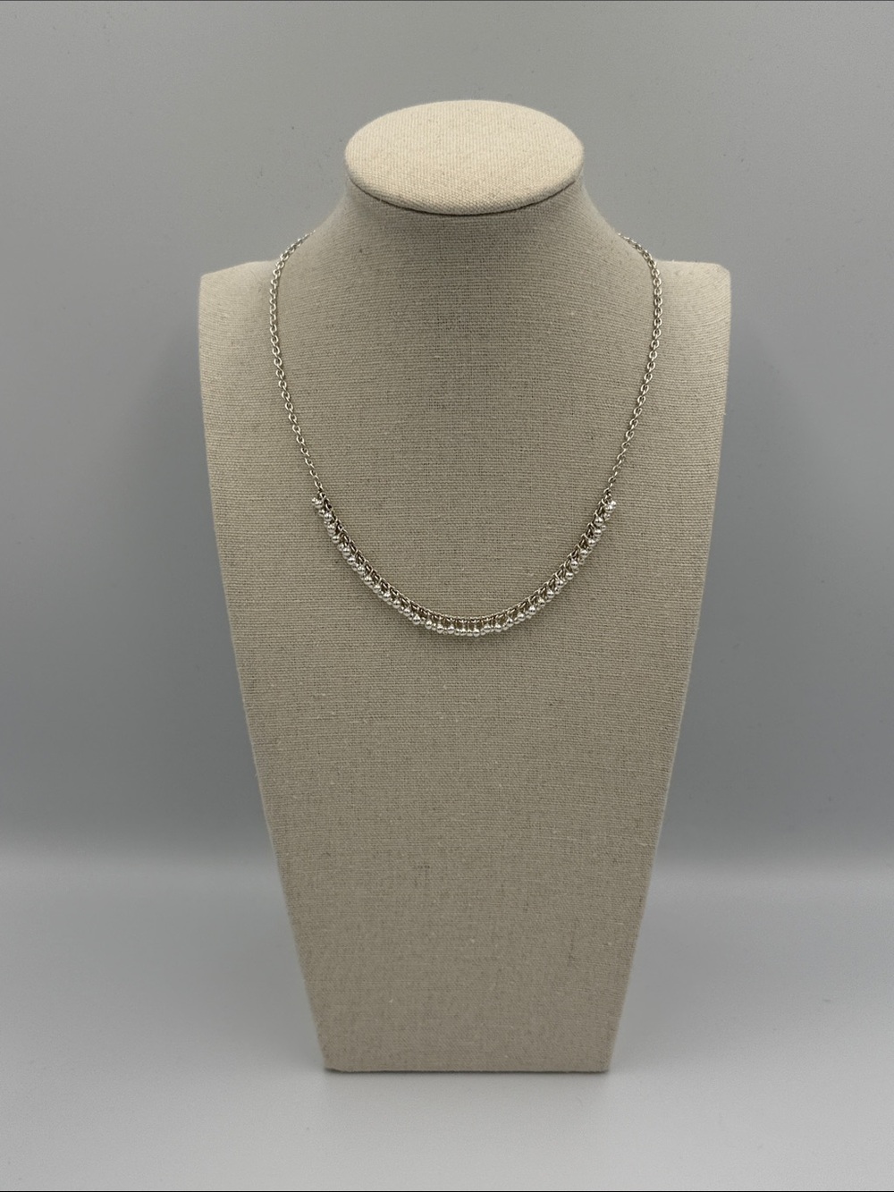 Polished Silver Tone Delicate Bead Necklace